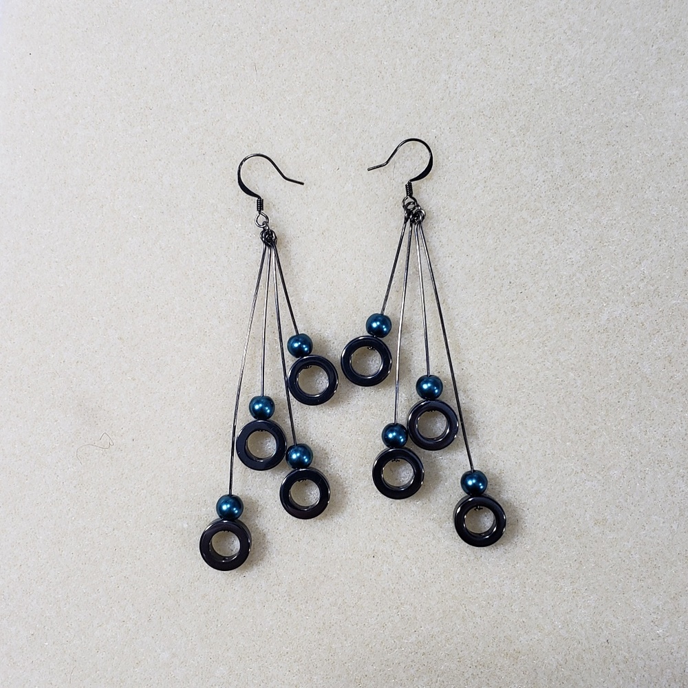 Hand made fashion earrings teal